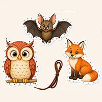 Eule-, Fledermaus-, und Fuchs-Fädelkarten